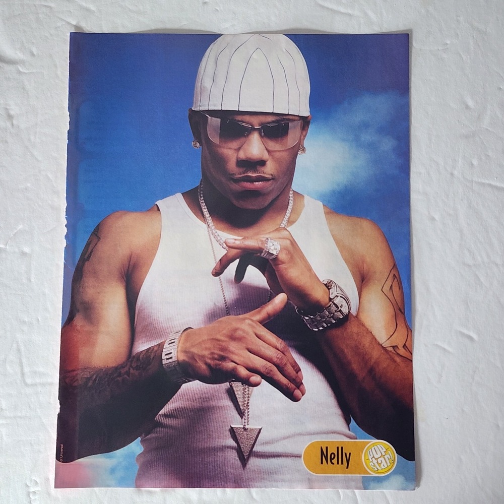 Nelly sunglasses baseball cap tank top pinup clipping 2005 8x10.5 Vintage